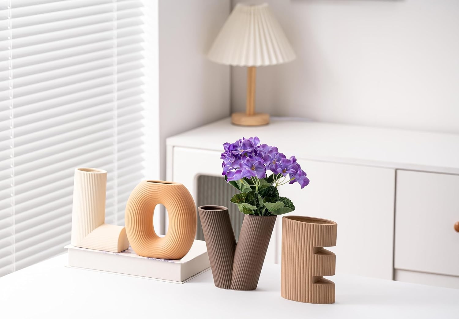Ceramic Vase Set of 4 Modern Nordic Boho Home Decor Sculptural Ornaments
