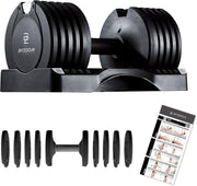 Single Adjustable Dumbbell 25lb 5-in-1 Quick Select Smart Home Gym Weight