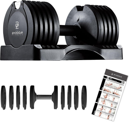 Single Adjustable Dumbbell 25lb 5-in-1 Quick Select Smart Home Gym Weight