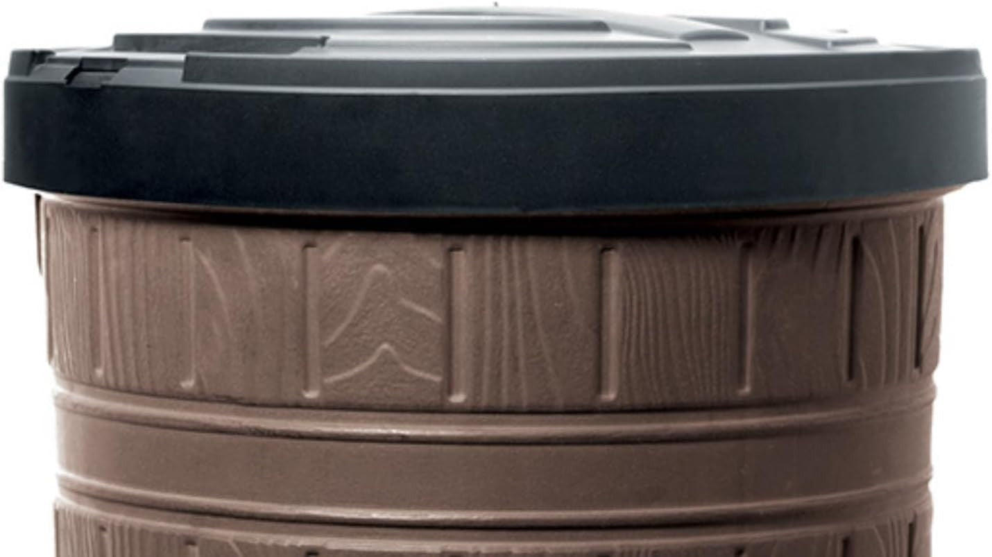 265L Wood Look Plastic Water Butt Tank with Lid – Garden Rain Collector Brown