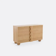 Oak Sideboard Cabinet 2-Door Ripple Front Storage Unit Natural 120x74cm