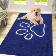 Dog Door Mat Super Absorbent Non Slip Chenille Blue Entrance Rug 76x121cm
