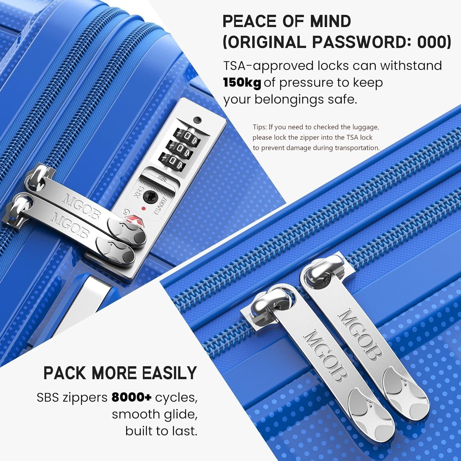 20 Inch Hard Shell Cabin Suitcase PP Lightweight 4 Spinner Wheels TSA