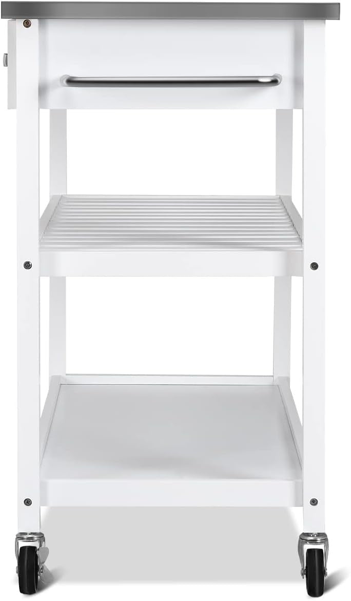 Kitchen Island Trolley Rolling Serving Cart Stainless Steel Top Drawers