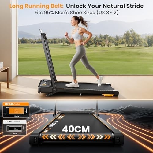 Under Desk Walking Pad Treadmill 8% Incline Foldable with Bluetooth & Remote