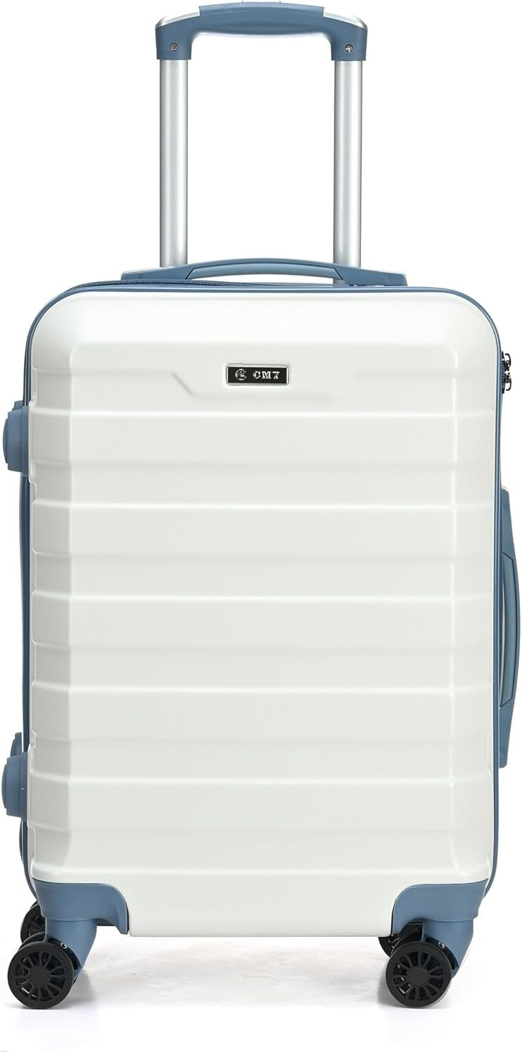 White Carry On Luggage Set 20” x2 Lightweight Hard Shell TSA Spinner