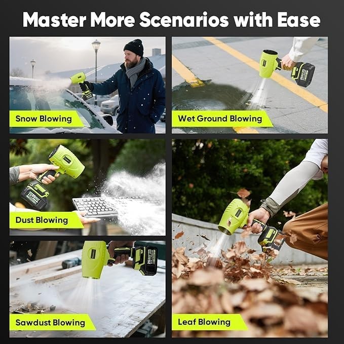Cordless Leaf Blower Handheld Dust Cleaner 2 Batteries Lawn Patio Garage