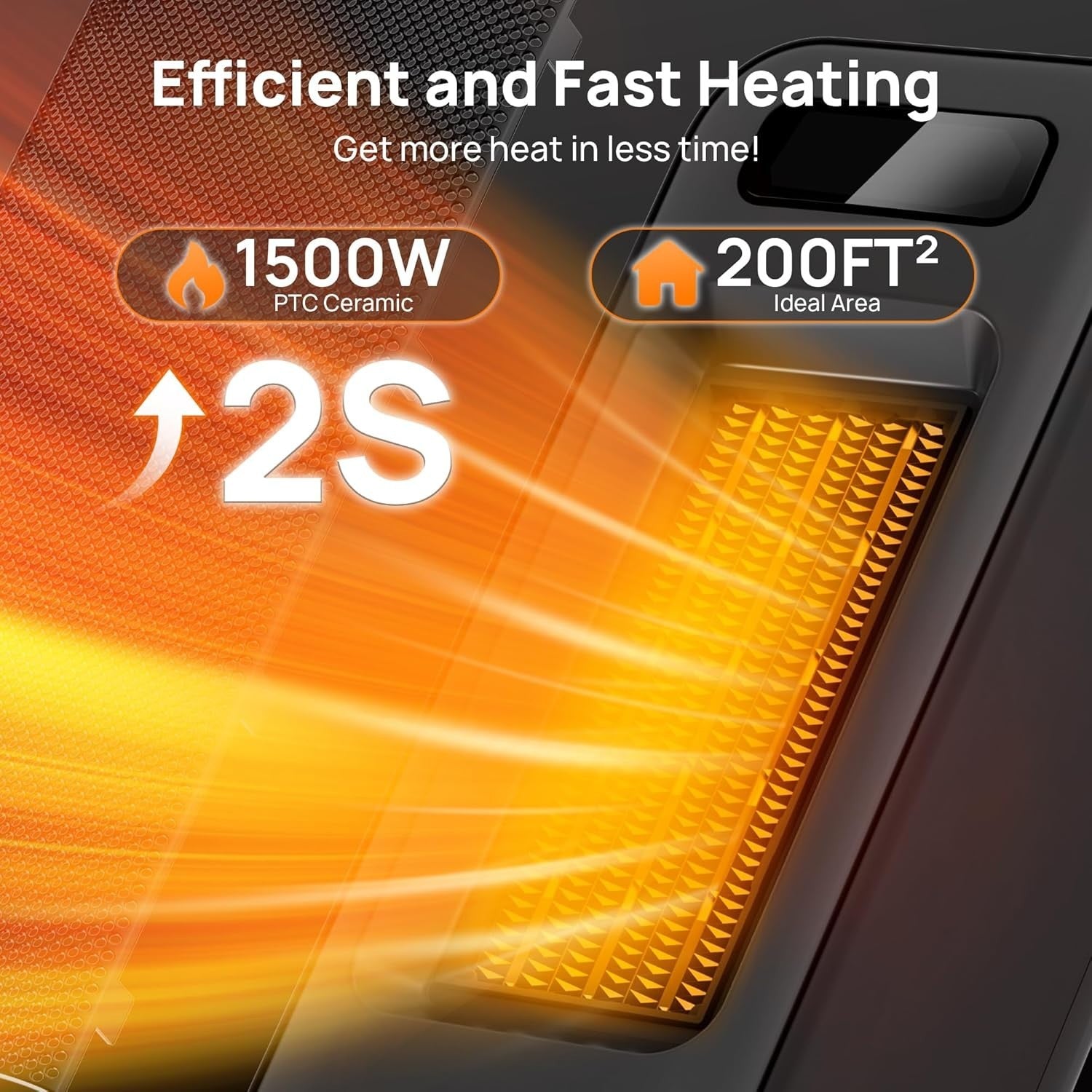1500W Smart Tower Heater WiFi Voice Control Energy Efficient Black