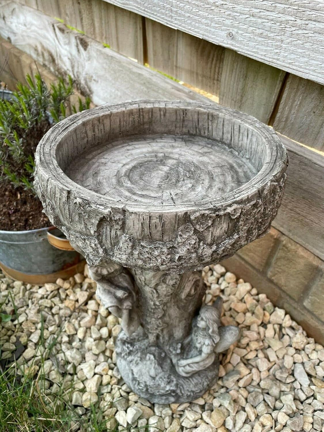 Fairy Stone Bird Bath Angel Garden Ornament | Vintage Outdoor Feeder Statue Deco