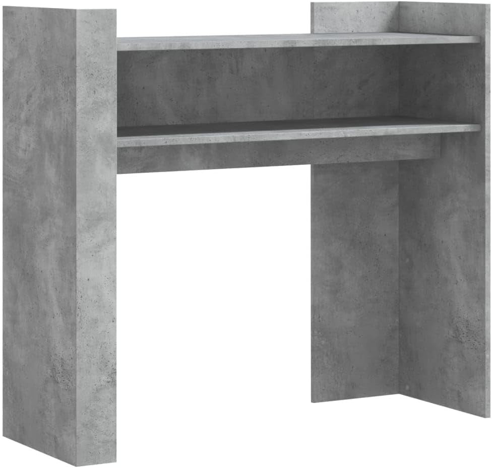 Concrete Grey Console Table with Shelves, 100x35x90cm, Modern Storage