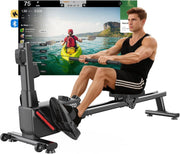 Stable Dual-Rail Rowing Machine Quiet Magnetic 16-Level App Compatible Home