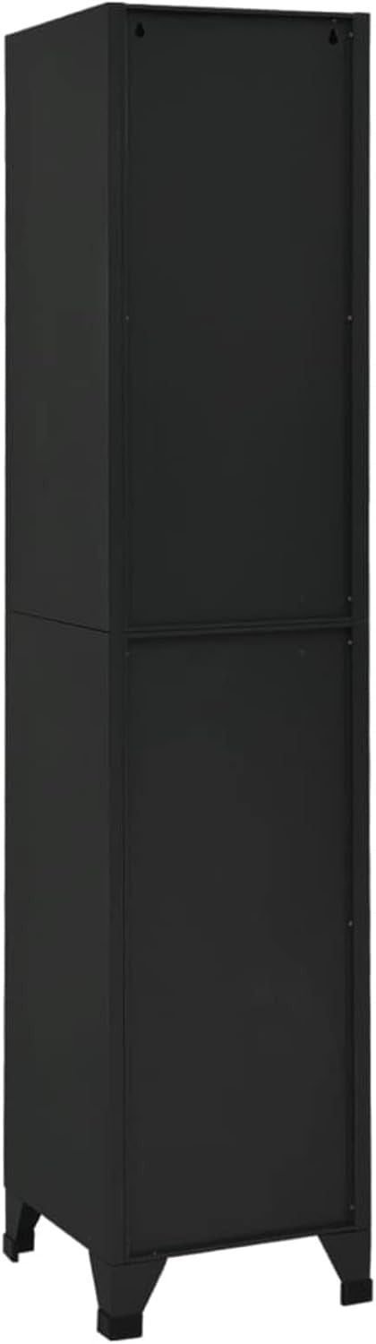 6 Door Black Metal Locker Cabinet Lockable Steel Storage Cupboard Office Gym