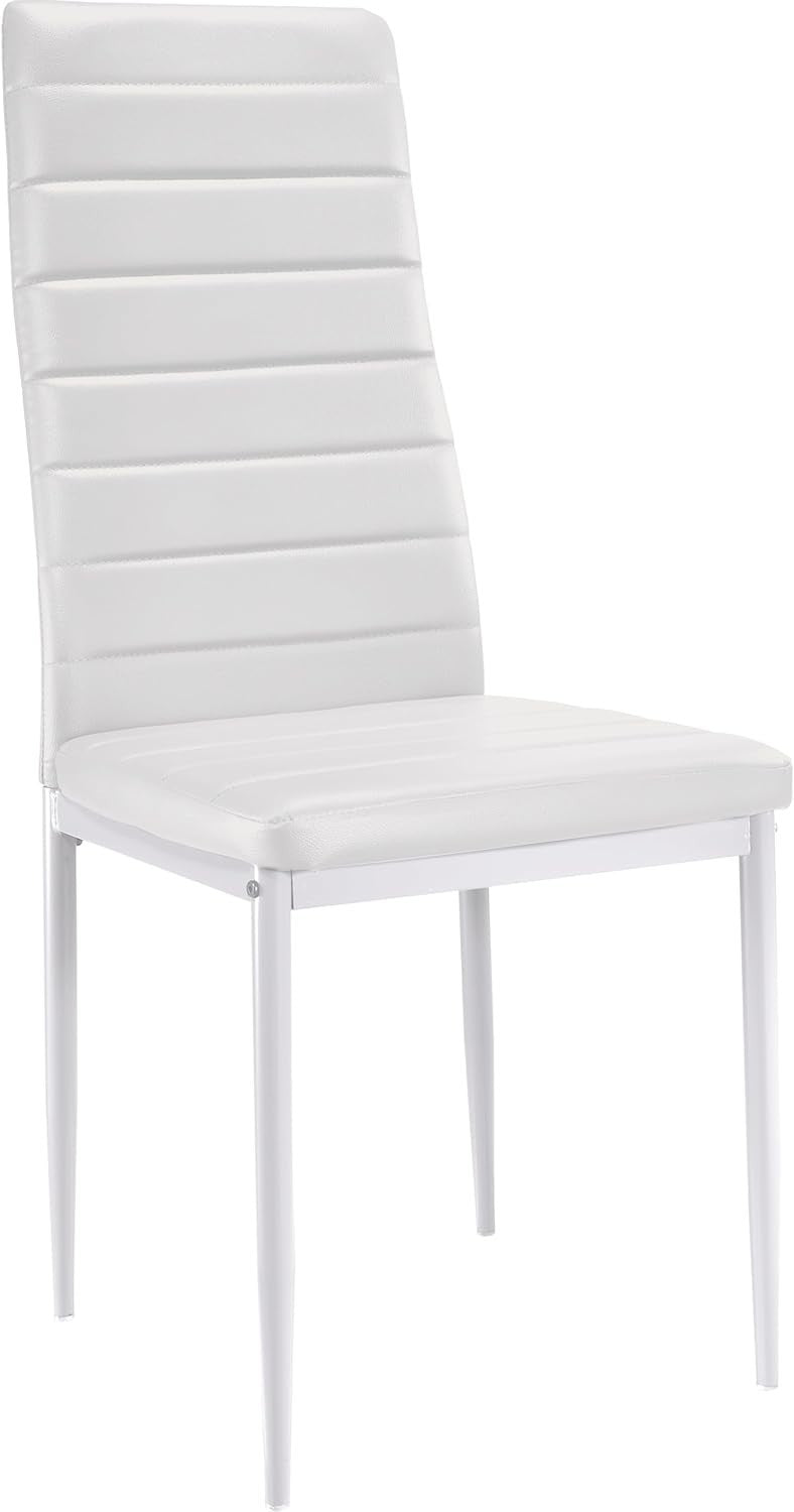 Modern Black Marble Dining Table & 4 White PU Chairs Set 120cm Home