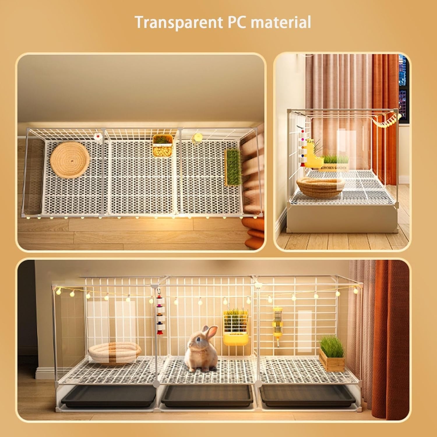 Rabbit Cage Indoor Clear Panel Playpen Portable Metal Wire Bunny Enclosure