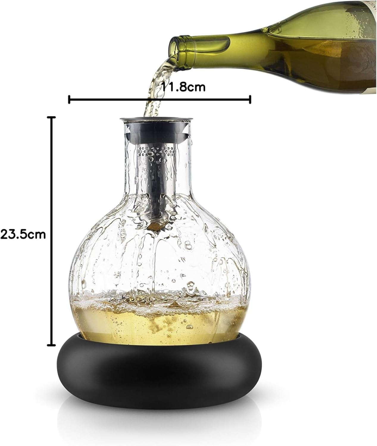 Chilled Wine Decanter With Cooling Base Glass Carafe 750ml Bar Table
