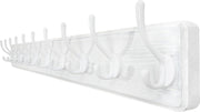 Wall Mounted Coat Rack 10 Hooks | 98cm Wooden Hanging Hook Rail White