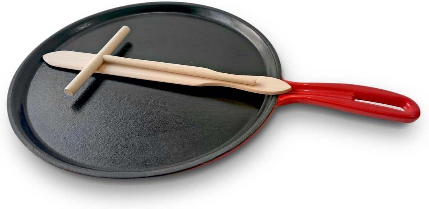 25 cm Cast Iron Crepe & Pancake Pan Non-Stick Pre-Seasoned Griddle