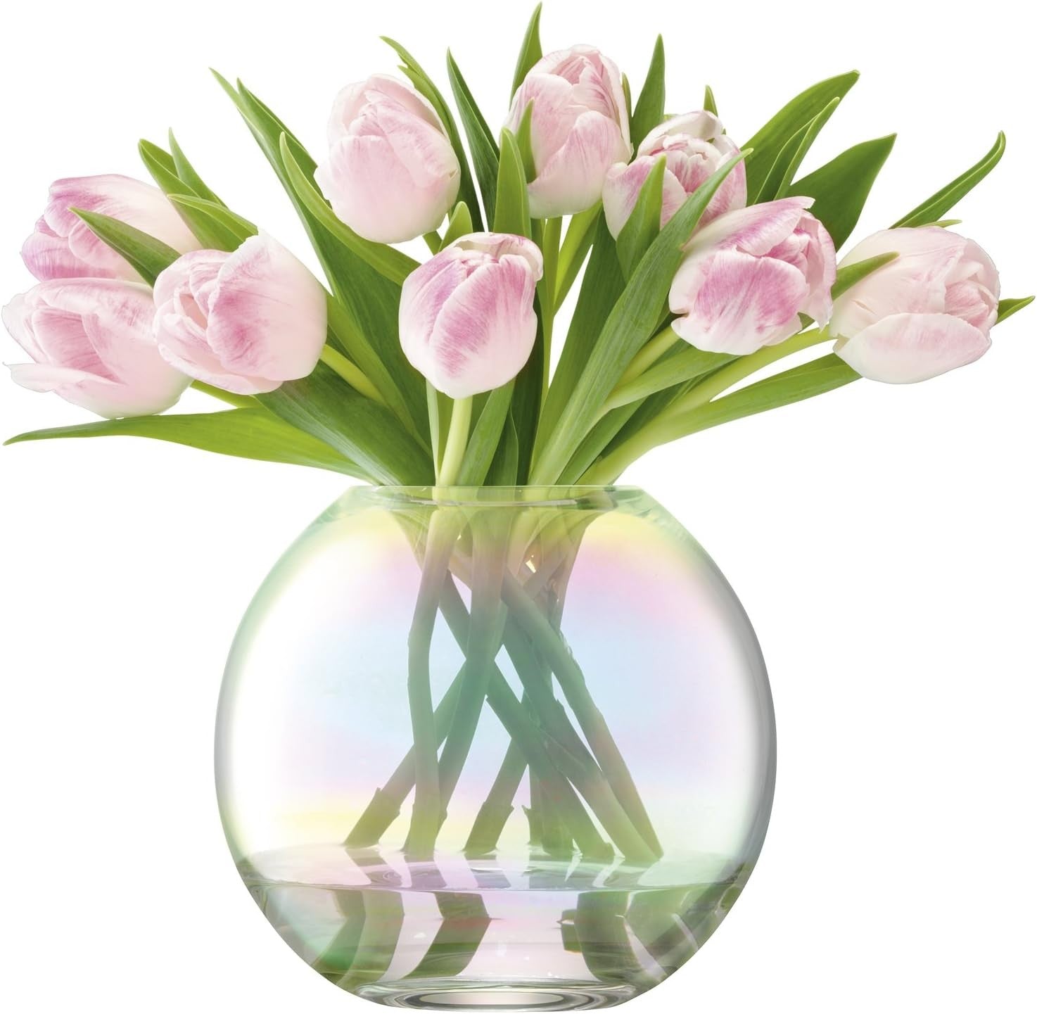 Round Glass Vase 16cm Mother of Pearl Decorative Flower Vase Handmade