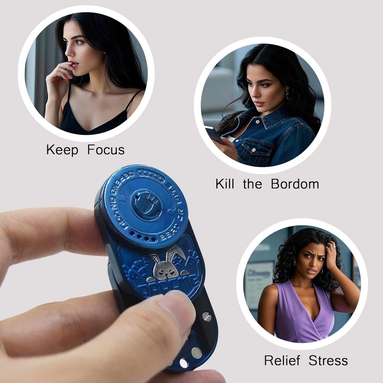 Blue Rabbit Ratchet Fidget Slider Metal Pocket Stress Relief EDC