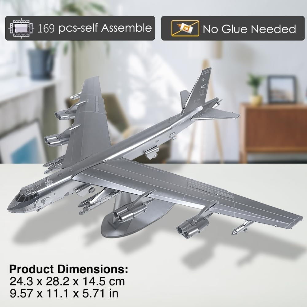 Metal 3D Puzzle B-52 Stratofortress Bomber Model Kit – Stainless Steel Craft