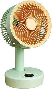 Portable Small Table Fan 5-Speed w LED Display Quiet USB Rechargeable Air Green