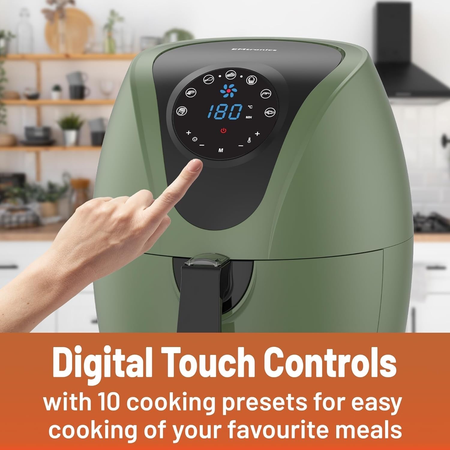 4.5L Digital Air Fryer | 1400W Oil-Free Cooking | 7 Presets | Sage Green