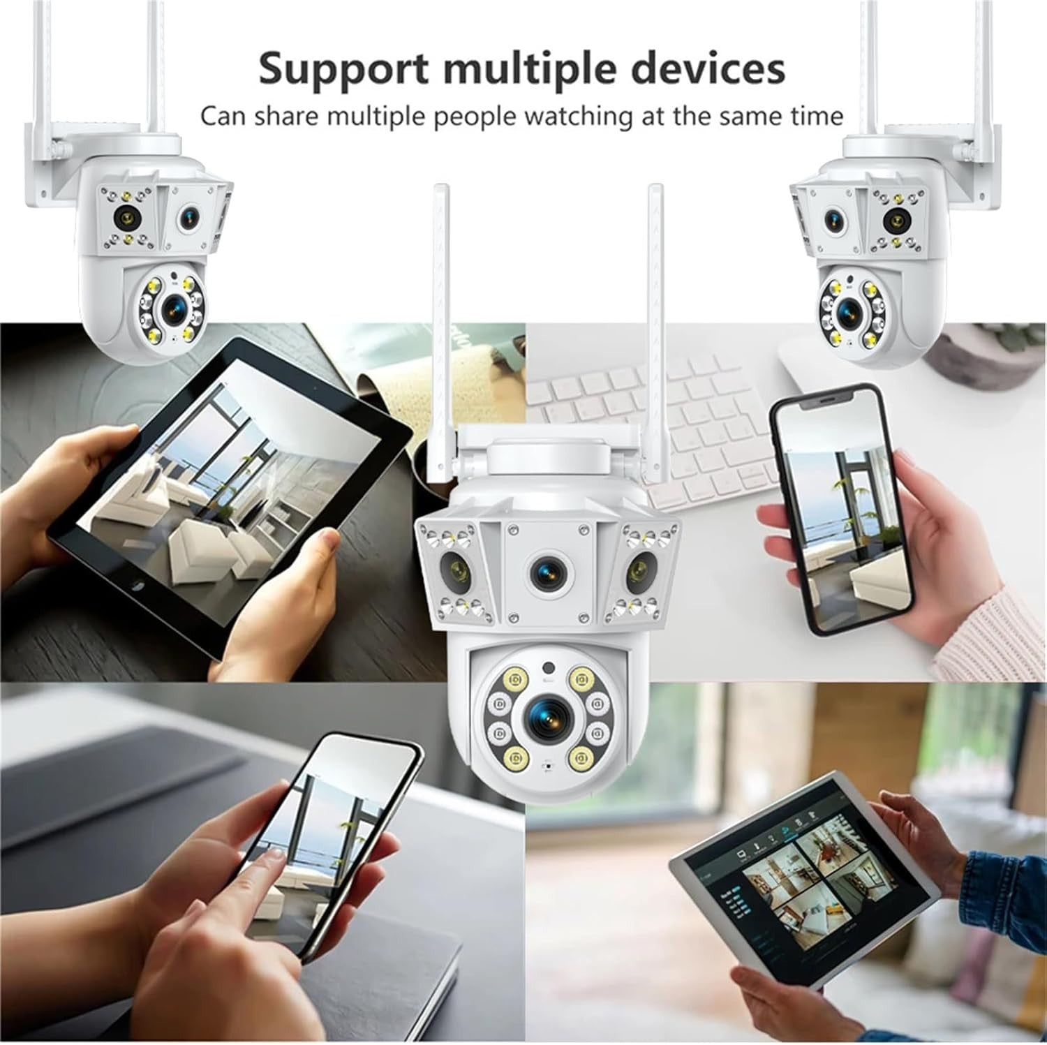 Dual Lens PTZ Security Camera Outdoor 360° WiFi Color Night Vision