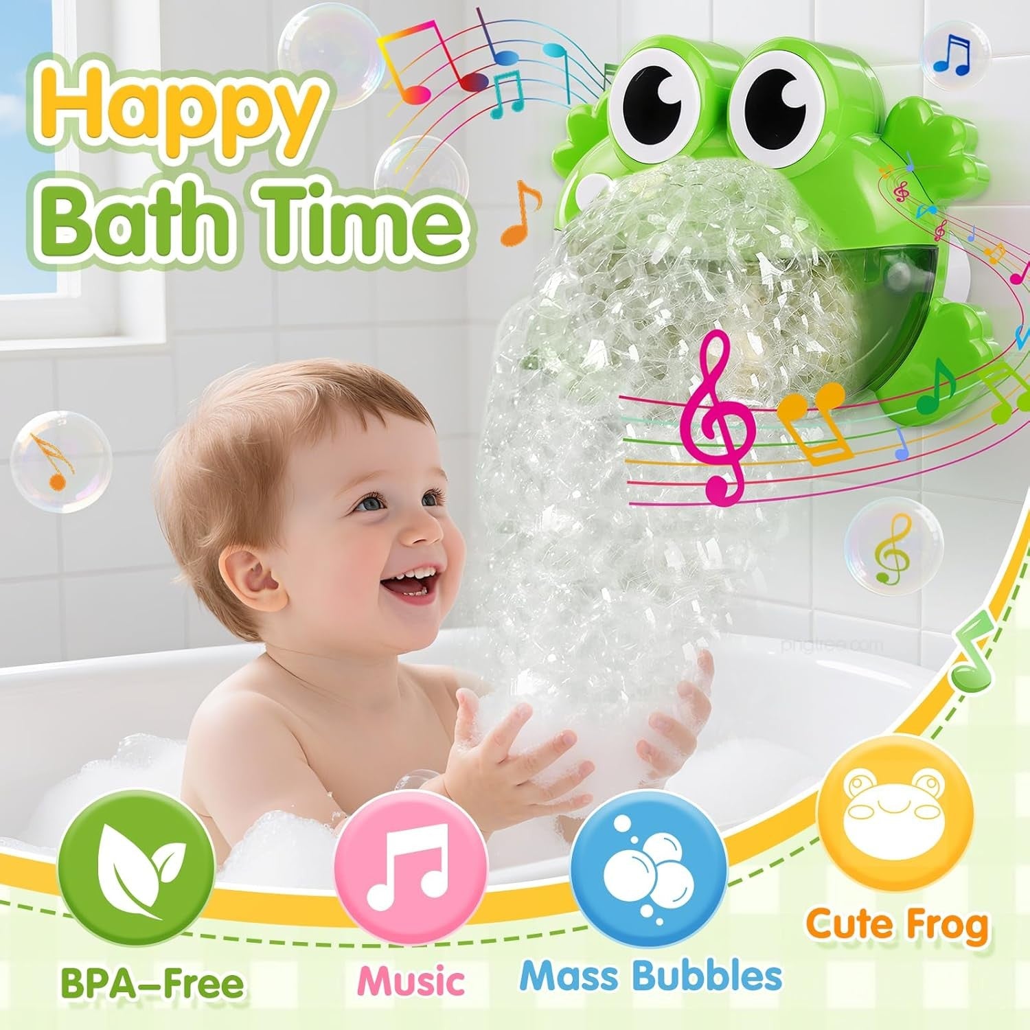 Baby Bath Bubble Machine Frog Toy with Music for Toddlers Kids