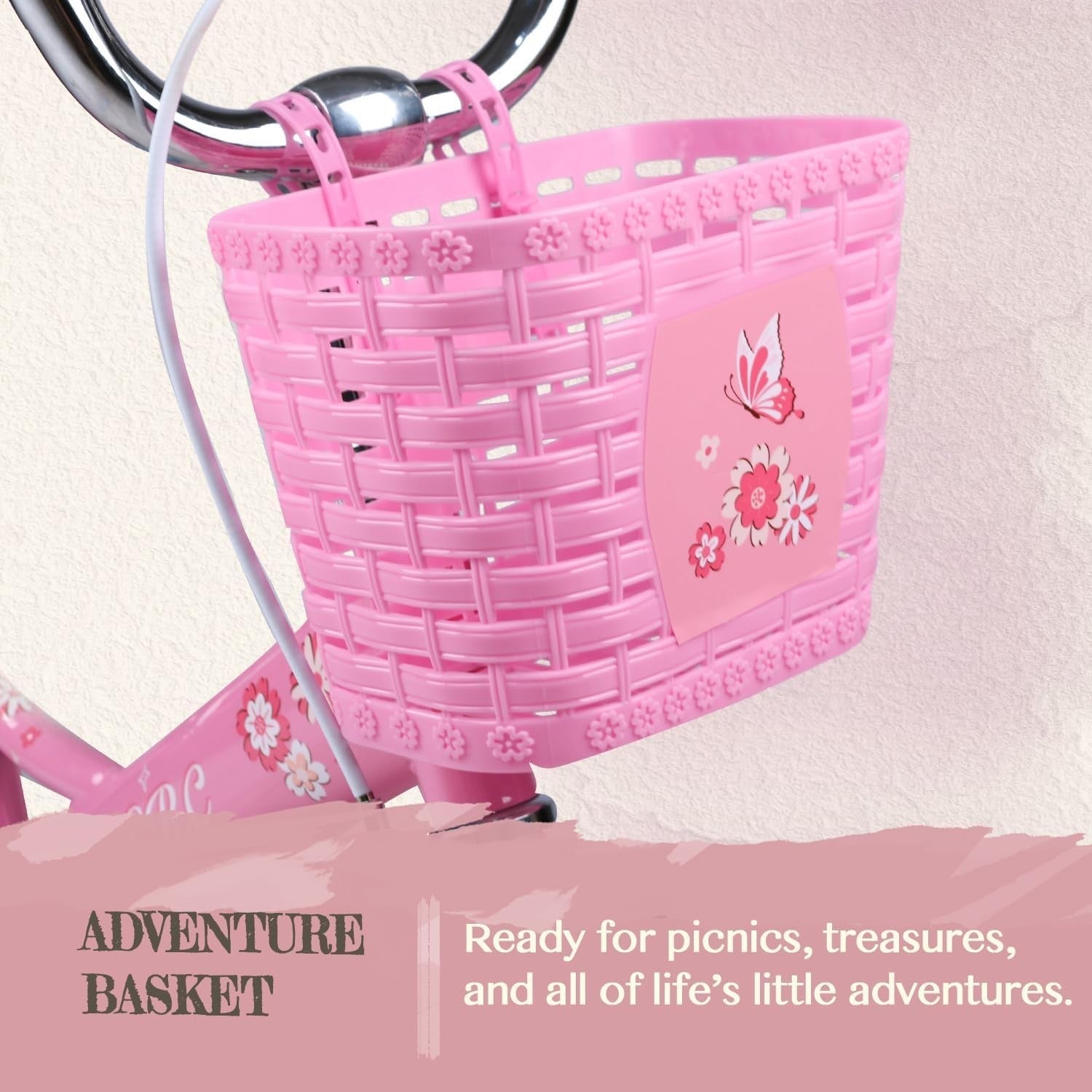 12 Inch Girls Kids Bike with Stabilisers Basket Doll Seat Pink Age 2-4