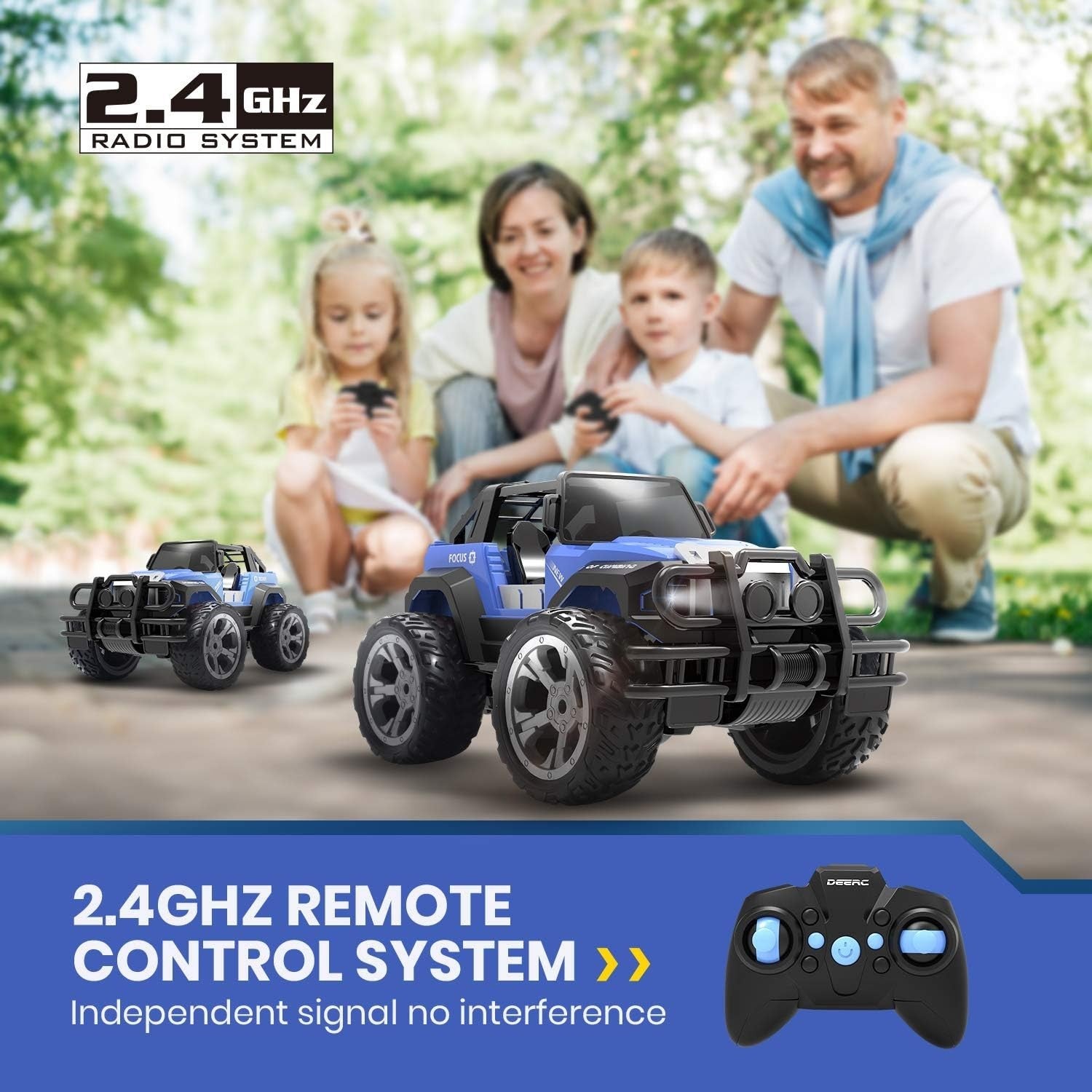 1:18 RC Off-Road Car for Kids, 2.4GHz Racing Truck w/ LED Lights, 80min Play
