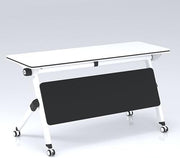 160x60cm Folding Conference Table on Wheels – Mobile Office Desk w/ Shelf