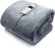 Electric Heated Faux Fur Throw Blanket 9 Heat Settings Timer Washable Grey