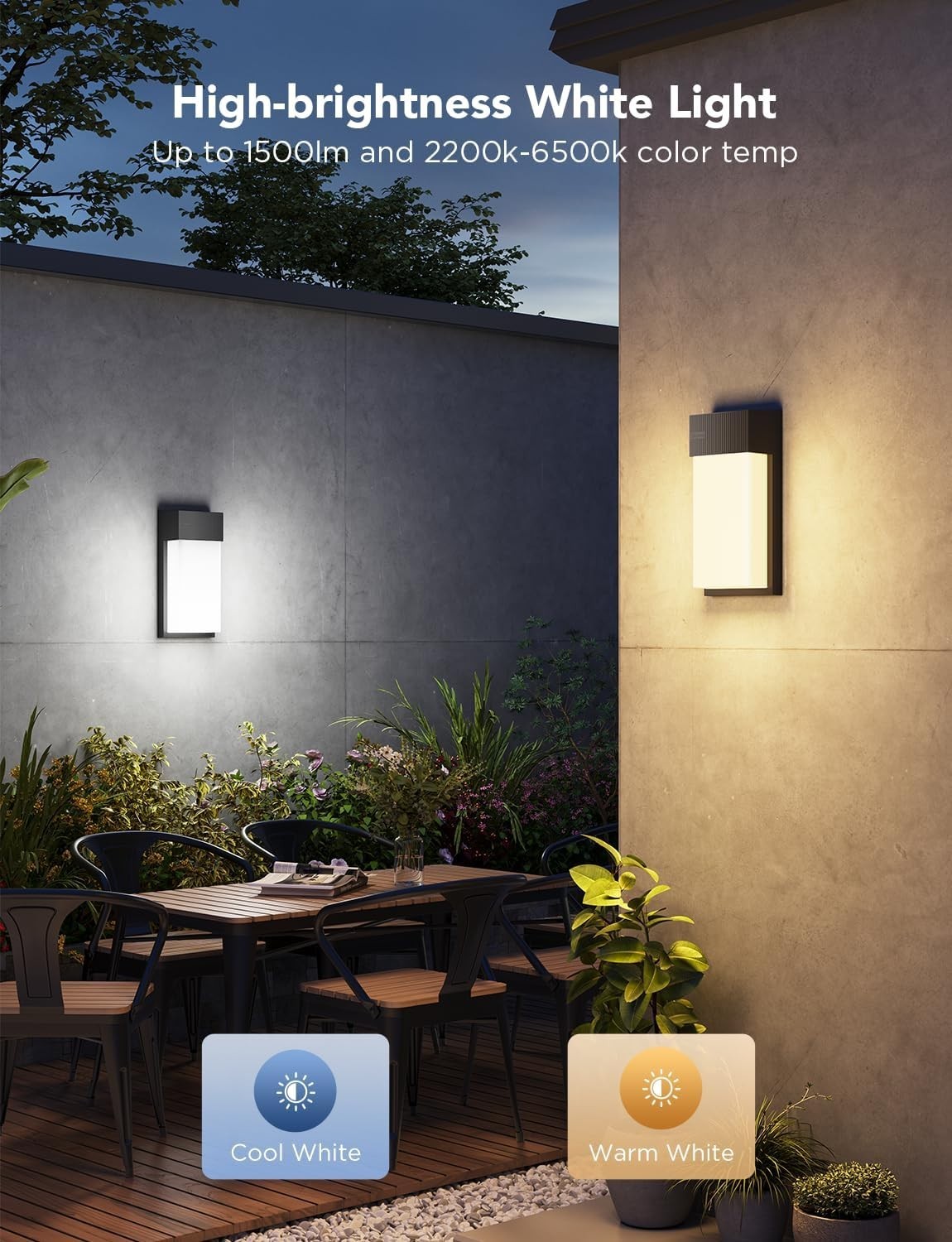 Smart RGB Outdoor Wall Light 1500LM Waterproof Alexa Compatible