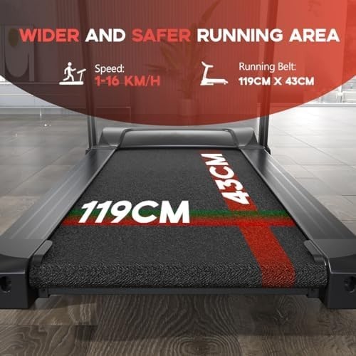 Folding Treadmill 1-16KM/H with 0-15% Incline & 18 Fitness Programs