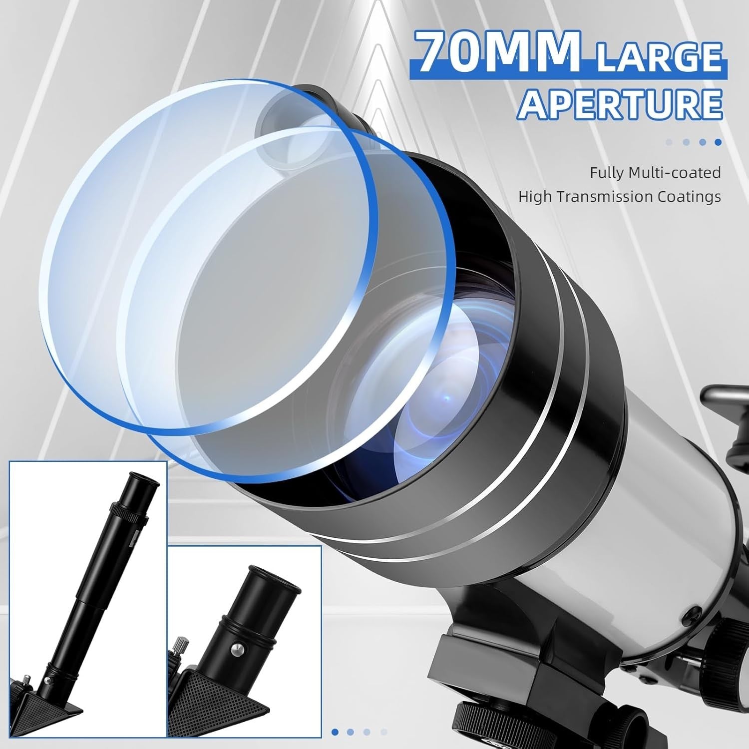 70mm Refractor Telescope for Adults and Kids, 15X to 150X with Tripod and Adapte