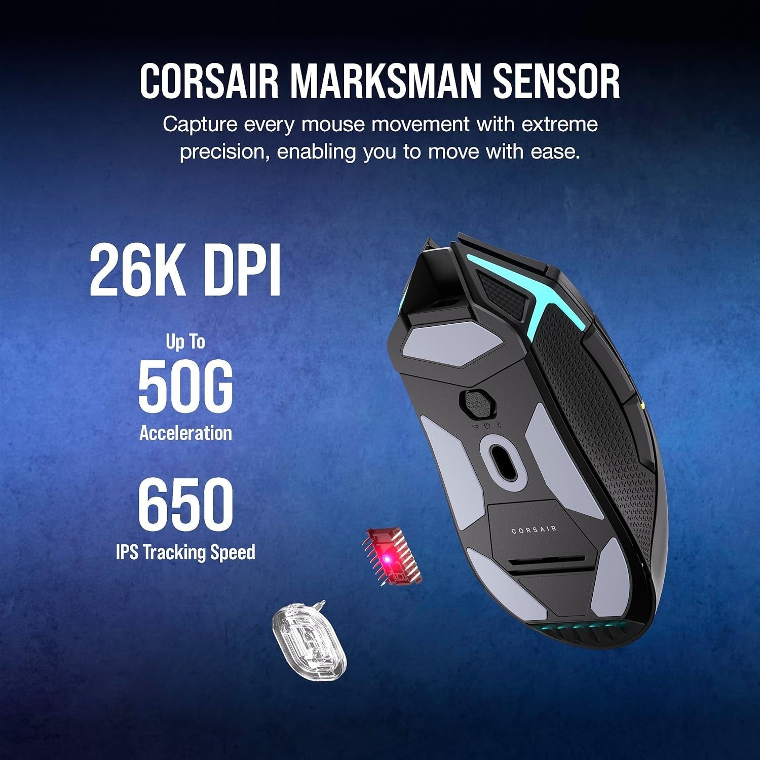 Wireless RGB Gaming Mouse 26,000 DPI Ultra-Fast 11 Buttons FPS