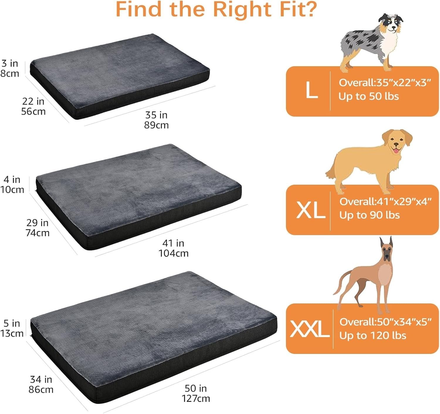 XL Orthopedic Dog Bed 104x74cm U Shape Bolster Washable Grey
