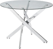 100cm Round Glass Dining Table with Silver Chrome Legs Kitchen Table
