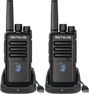 Rechargeable Walkie Talkies w Screen Type C VOX PMR446 2 Pack Black