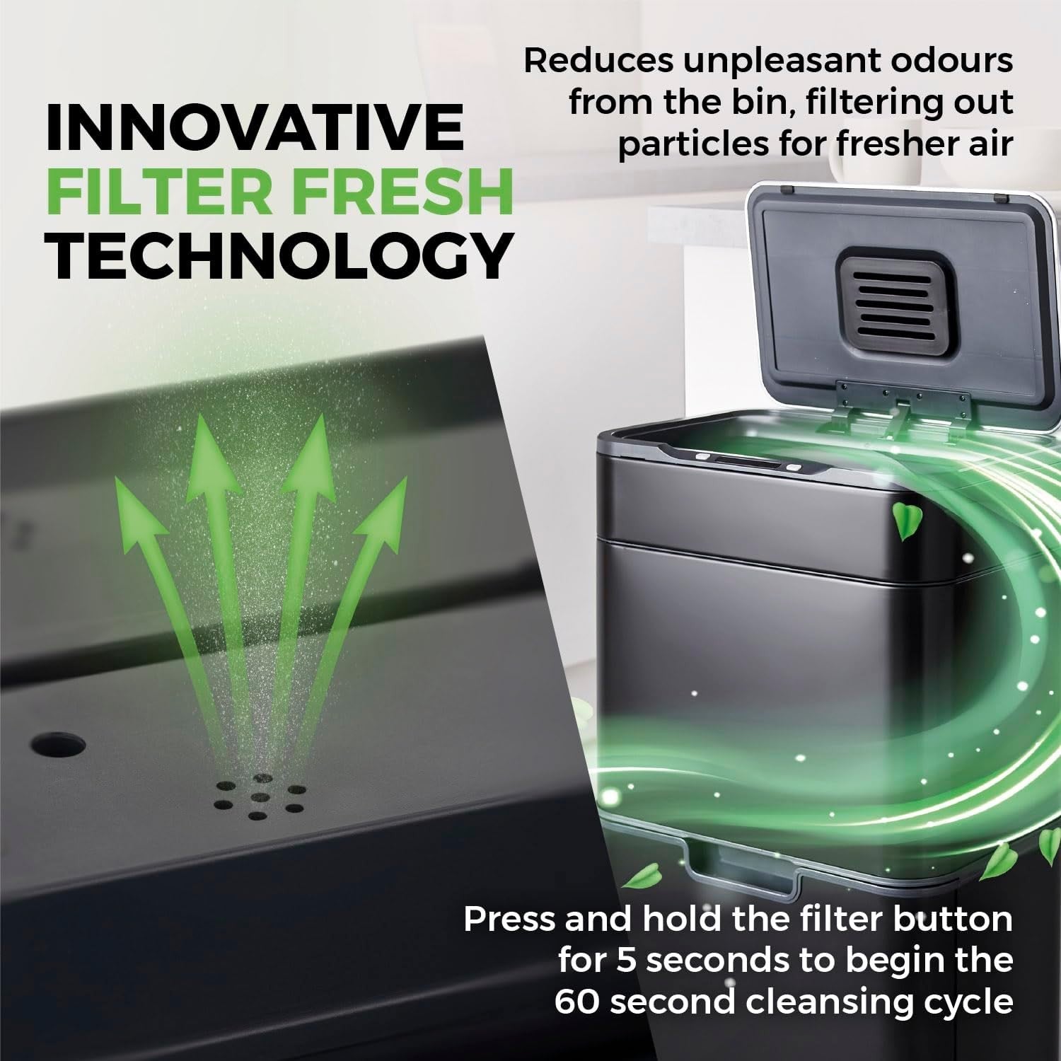 50L Touchless Recycling Bin | Automatic Sensor Trash Can with Filter