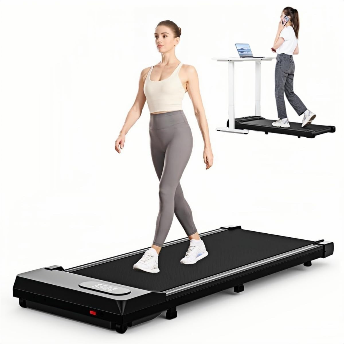 Under Desk Walking Pad Treadmill 2.5HP Quiet Compact LED Remote 145kg Capacity