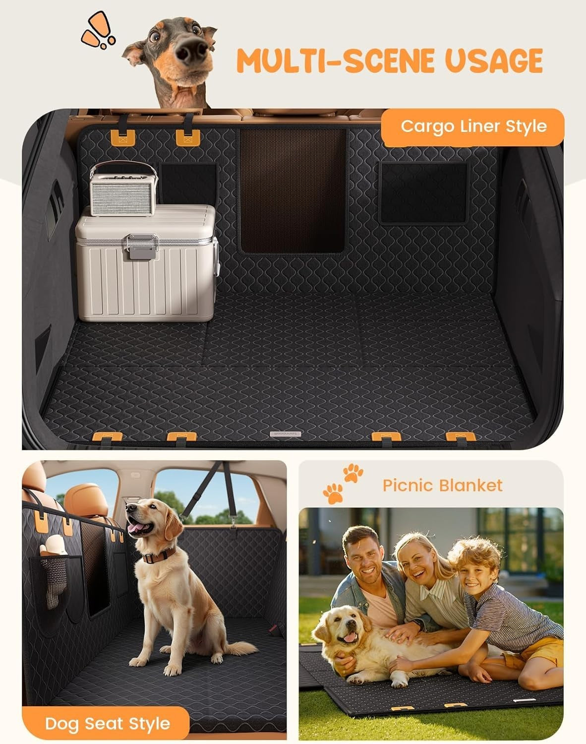 XL Dog Car Seat Cover Hard Bottom Hammock Waterproof SUV Truck 430lb