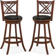 Espresso Black Swivel Bar Stools Set of 2 – Rubber Wood Counter Chairs