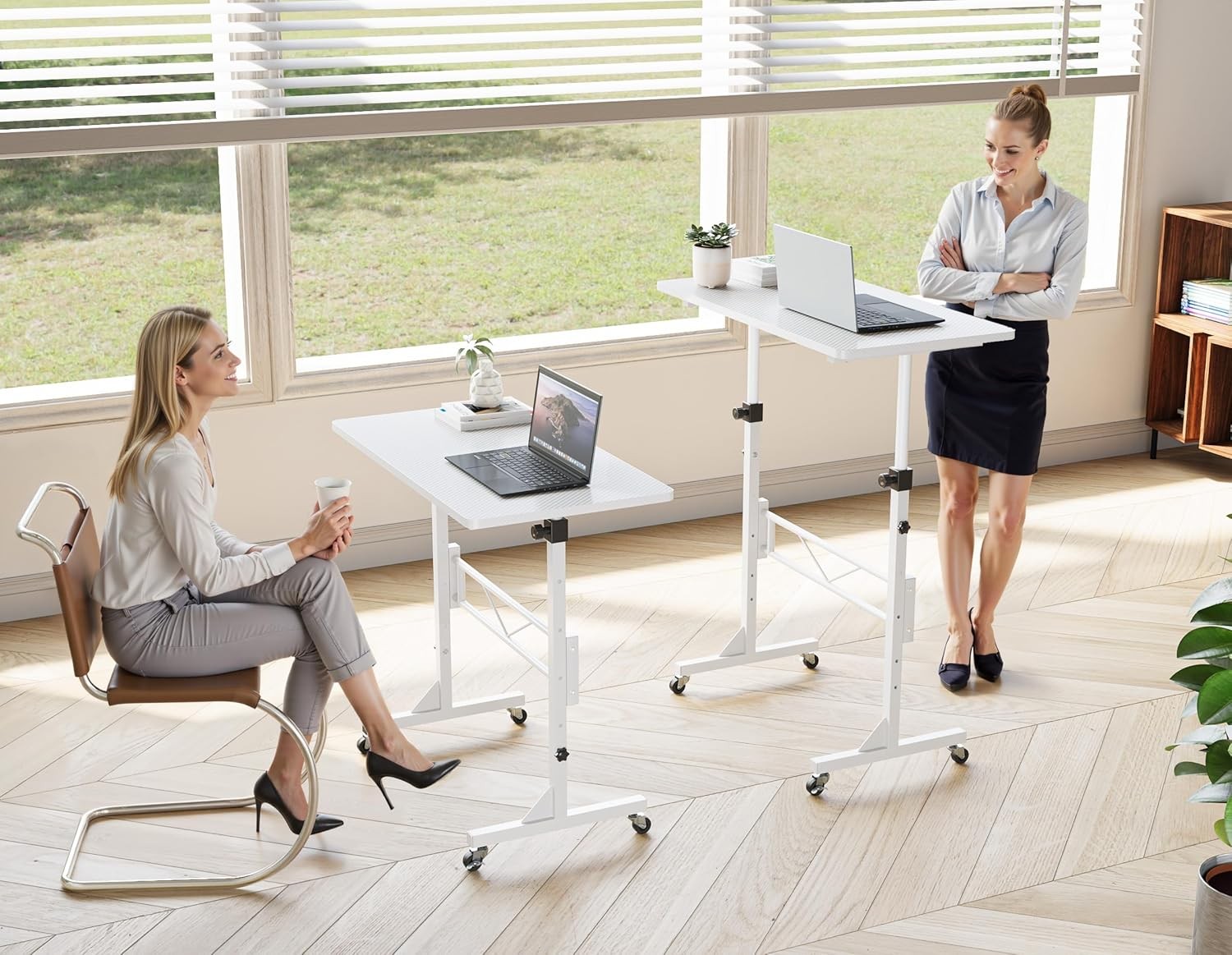 Height Adjustable Standing Desk on Wheels 80x40cm Small Home Office Table