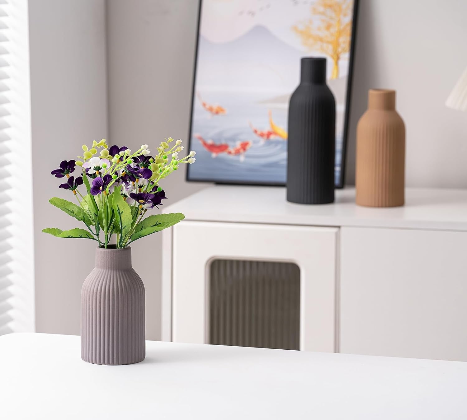 Ceramic Vase Set of 3 Farmhouse Pampas Vases Boho Home Decor