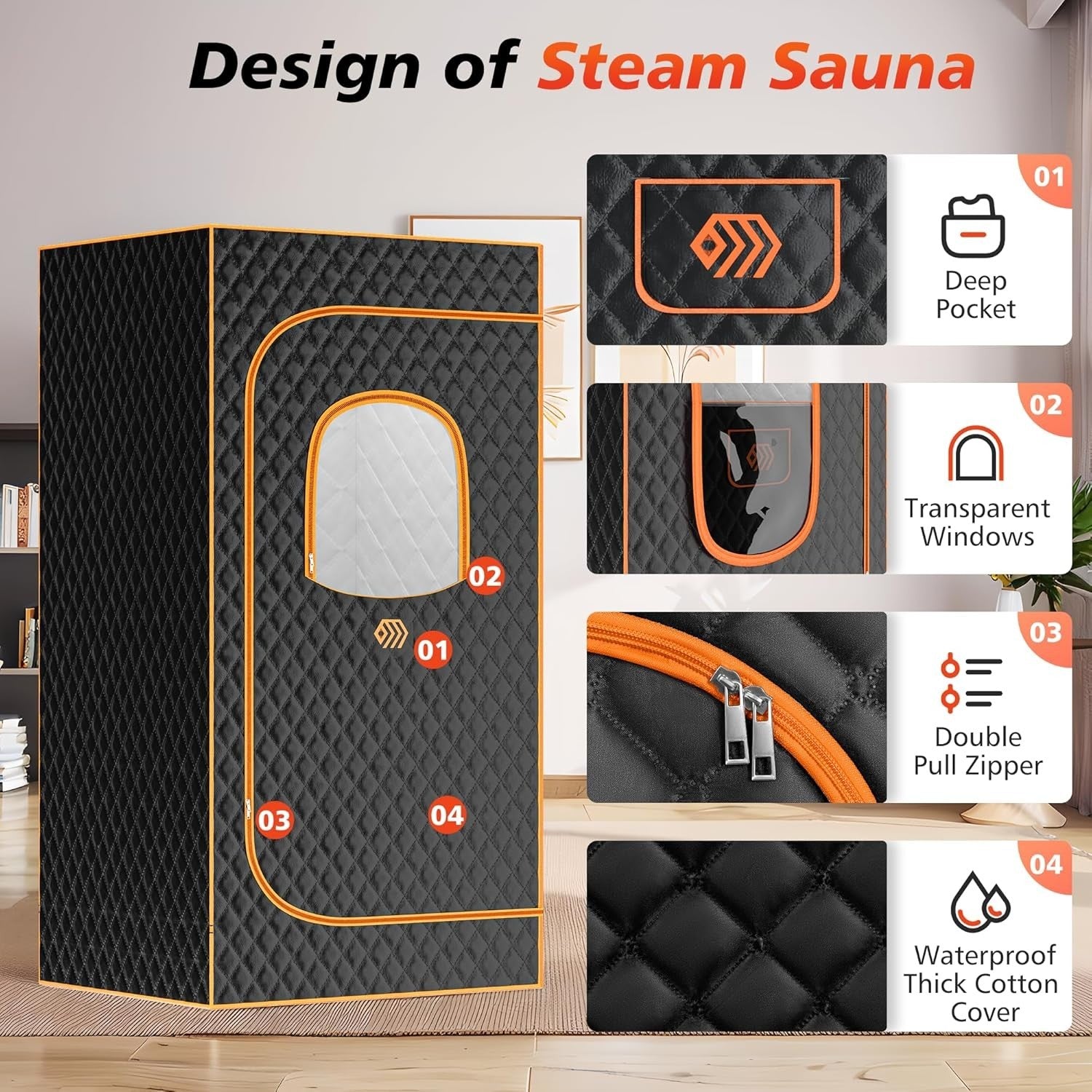Portable Steam Sauna Tent Home Spa Single Person Fast Heat Bluetooth Control