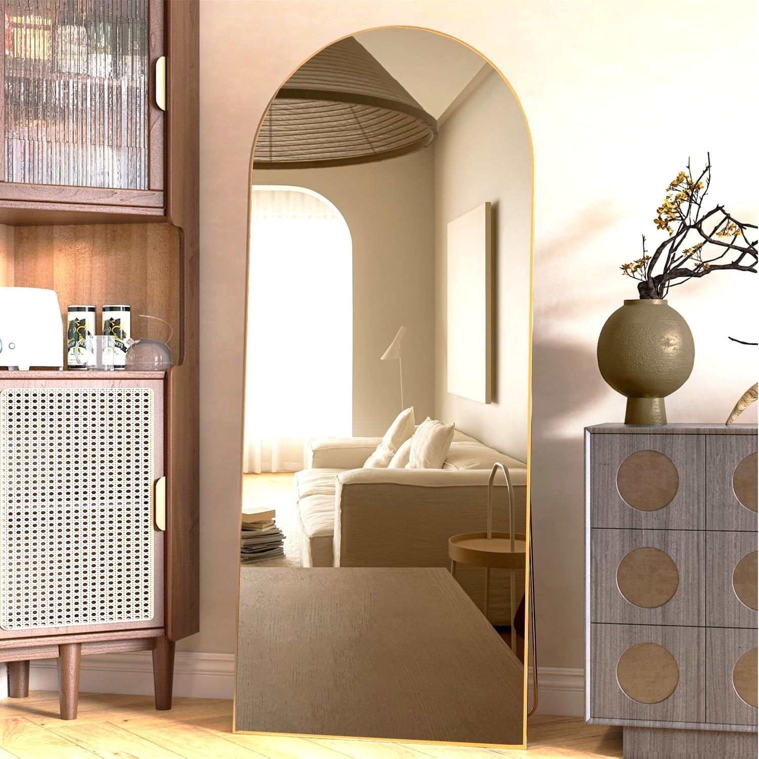 165x60cm Arch Gold Full Length Mirror Wall Leaning Standing for Bedroom