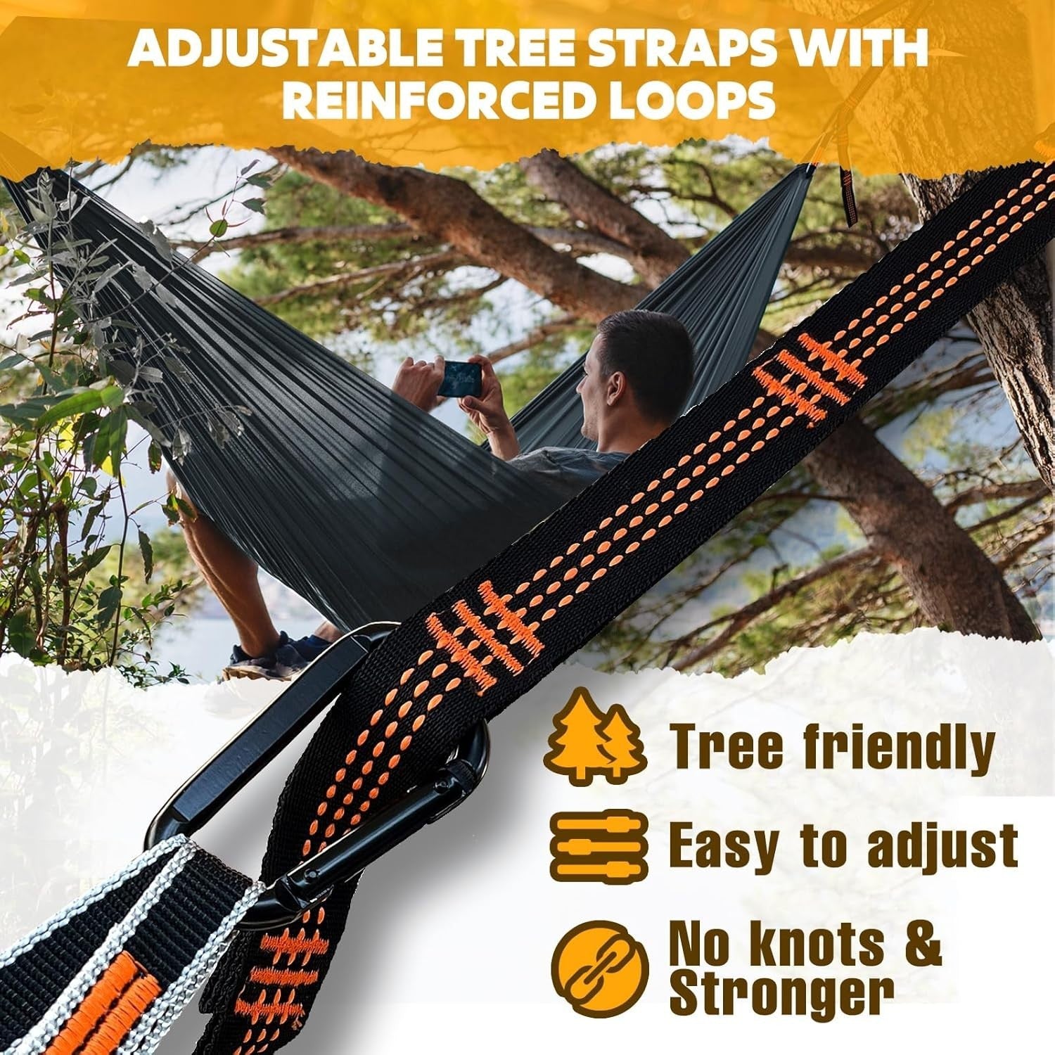 Ultra-Light Portable Camping Hammock 300kg Load Breathable Parachute Nylon