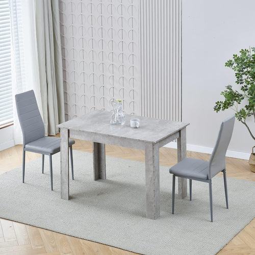 Compact Grey Dining Table & 2 PU Leather Chairs Space-Saving Kitchen Set