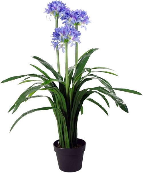 90cm Artificial Agapanthus Flower Blue Plant in Weighted Nursery Pot Decoration